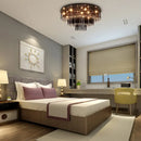 GobekUsa Modern Black Crystal Flush Mount Chandelier, Tiered Design, 8/10 Bulbs, for Bedroom