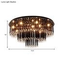 GobekUsa Modern Black Crystal Flush Mount Chandelier, Tiered Design, 8/10 Bulbs, for Bedroom