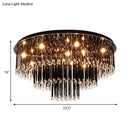 GobekUsa Modern Black Crystal Flush Mount Chandelier, Tiered Design, 8/10 Bulbs, for Bedroom