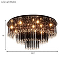 GobekUsa Modern Black Crystal Flush Mount Chandelier, Tiered Design, 8/10 Bulbs, for Bedroom