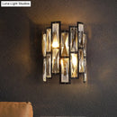 GobekUsa Contemporary Black Half Cylinder Wall Lamp with Clear Crystal Blocks - 2 Lights Wall Mount