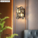 GobekUsa Contemporary Black Half Cylinder Wall Lamp with Clear Crystal Blocks - 2 Lights Wall Mount