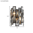 GobekUsa Contemporary Black Half Cylinder Wall Lamp with Clear Crystal Blocks - 2 Lights Wall Mount