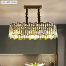 GobekUsa Modern 6-Bulb Island Pendant Light with Crystal Block Shade and Black Finish