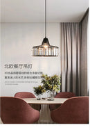 GobekUsa Modern Black Crystal LED Pendant Chandelier