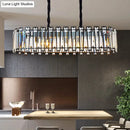 GobekUsa Contemporary Black Crystal Prism Island Pendant with 6 Heads for Dining Room Lighting