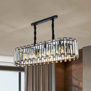 GobekUsa Contemporary Black Crystal Prism Island Pendant with 6 Heads for Dining Room Lighting