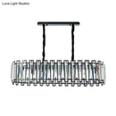 GobekUsa Contemporary Black Crystal Prism Island Pendant with 6 Heads for Dining Room Lighting