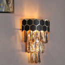 GobekUsa Modern Black Crystal Prism Wall Sconce Light Fixture - 4 Layers - 1 Light Indoor Lamp