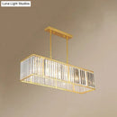 GobekUsa Sleek Dining Room Crystal Chandelier - Rectangle Prismatic Design - 4 Bulb Island Pendant Light