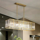 GobekUsa Sleek Dining Room Crystal Chandelier - Rectangle Prismatic Design - 4 Bulb Island Pendant Light