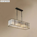 GobekUsa Sleek Dining Room Crystal Chandelier - Rectangle Prismatic Design - 4 Bulb Island Pendant Light