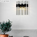 GobekUsa Modern Black Crystal Tube Sconce: 2-Light Wall Mounted Lamp for Living Room