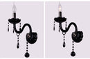GobekUsa Crystal Wall Lamp with Candle LED E14 Bulbs in Black