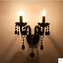 GobekUsa Crystal Wall Lamp with Candle LED E14 Bulbs in Black