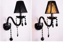 GobekUsa Crystal Wall Lamp with Candle LED E14 Bulbs in Black