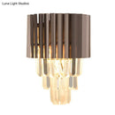 GobekUsa Modern K9 Crystal Wall Light with 2 Heads - Black
