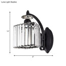 GobekUsa Modern Trapezoid Crystal Wall Light with Curved Arm for Living Room - Black Sconce Lamp