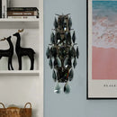 GobekUsa Retro Black Crystal Gem Wall Sconce with 2-Bulb Fixture for Living Room Lighting