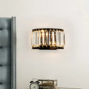 GobekUsa Modern Black Crystal Wall Sconce with 2 Bulbs - Surface Mounted Light Fixture