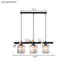 GobekUsa Modern Black Cylinder Island Light Pendant with Crystal Accents - 3 Lights