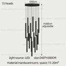 GobekUsa Cylindrical LED Staircase Chandelier Suspension Light - Modern Villa Water Pipe Fixture