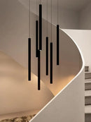 GobekUsa Cylindrical LED Staircase Chandelier Suspension Light - Modern Villa Water Pipe Fixture
