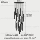 GobekUsa Cylindrical LED Staircase Chandelier Suspension Light - Modern Villa Water Pipe Fixture