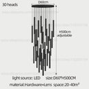 GobekUsa Cylindrical LED Staircase Chandelier Suspension Light - Modern Villa Water Pipe Fixture