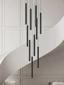 GobekUsa Cylindrical LED Staircase Chandelier Suspension Light - Modern Villa Water Pipe Fixture