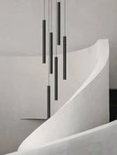 GobekUsa Cylindrical LED Staircase Chandelier Suspension Light - Modern Villa Water Pipe Fixture