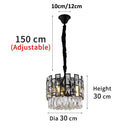 GobekUsa Crystal LED Chandeliers Black Round Pendant Light for Living Room Dining Indoor Kitchen Bedroom