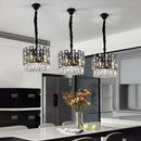 GobekUsa Crystal LED Chandeliers Black Round Pendant Light for Living Room Dining Indoor Kitchen Bedroom