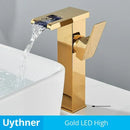 GobekUsa LED Waterfall Bathroom Sink Faucet Hot Cold Mixer Tap Deck Mounted