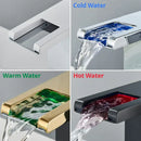 GobekUsa LED Waterfall Bathroom Sink Faucet Hot Cold Mixer Tap Deck Mounted