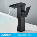GobekUsa LED Waterfall Bathroom Sink Faucet Hot Cold Mixer Tap Deck Mounted