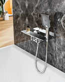 GobekUsa Digital Display Black Waterfall Shower Mixer Wall Mount Brass Bathroom Taps