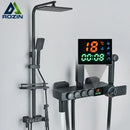 GobekUsa Black 4-Way Digital Shower System with Rainfall Head and Bidet
