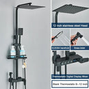 GobekUsa Black 4-Way Digital Shower System with Rainfall Head and Bidet