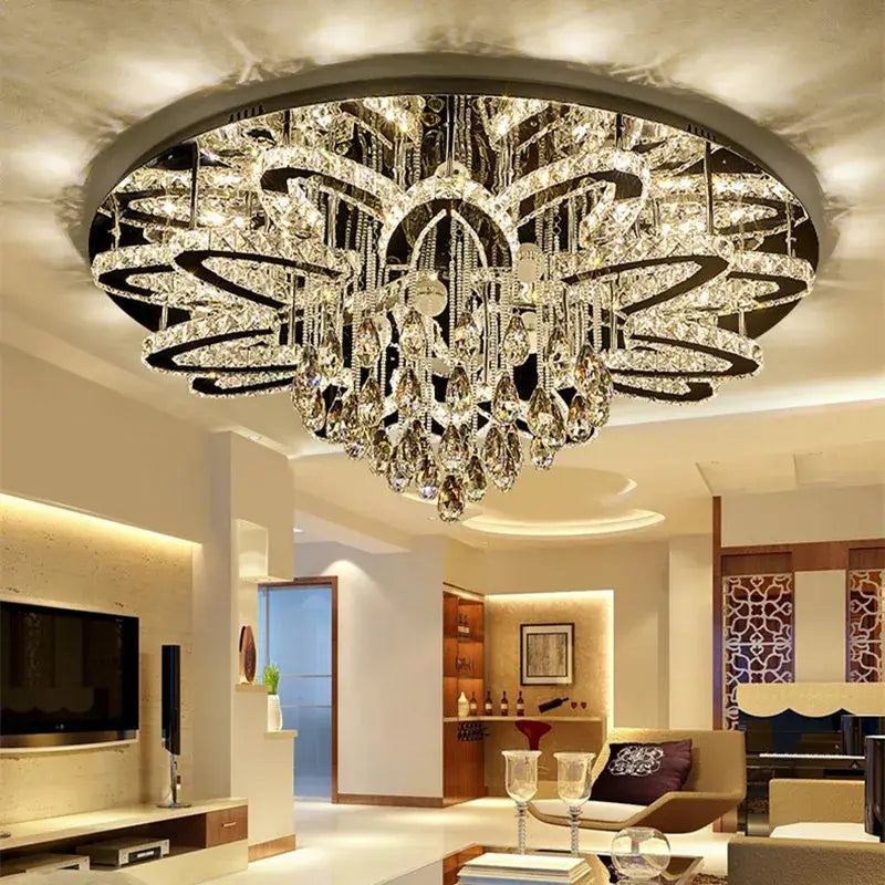 GobekUsa Dimmable LED Crystal Chandelier Chrome Ceiling Light Fixture
