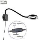 Modern black dimmable led wall lamp bedroom gooseneck reading light by Decorbites