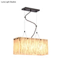 GobekUsa Modern Black Dining Room Island Light Fixture with Rectangle Amber Glass Shade