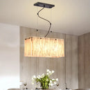 GobekUsa Modern Black Dining Room Island Light Fixture with Rectangle Amber Glass Shade