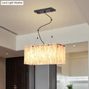 GobekUsa Modern Black Dining Room Island Light Fixture with Rectangle Amber Glass Shade