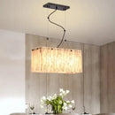 GobekUsa Modern Black Dining Room Island Light Fixture with Rectangle Amber Glass Shade