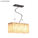 GobekUsa Modern Black Dining Room Island Light Fixture with Rectangle Amber Glass Shade