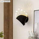 GobekUsa Contemporary Black Fan Wall Light Fixture - Metal Sconce with Clear Crystal Prism - 1/2-Light