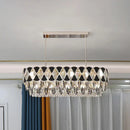 GobekUsa Modern Black Finish Oval Island Chandelier with Clear Crystal Draping