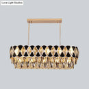 GobekUsa Modern Black Finish Oval Island Chandelier with Clear Crystal Draping
