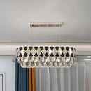 GobekUsa Modern Black Finish Oval Island Chandelier with Clear Crystal Draping